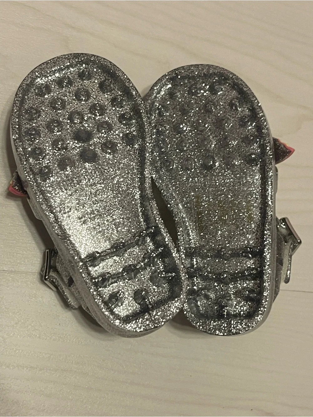 Mini Melissa Silver Glitter Jelly Sandals with Rainbow Star Charm
